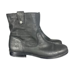 Arturo Chiang Black Leather Slouchy Ankle Boots - Size 7